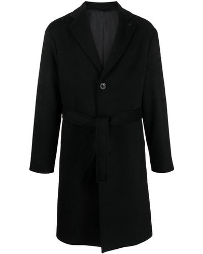 Lardini Single-breasted Belted-waist Coat - Black