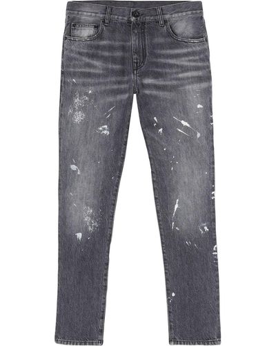 Off-White c/o Virgil Abloh Jeans im Distressed-Look - Blau