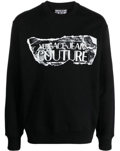 Versace Sweat en coton à logo imprimé - Noir