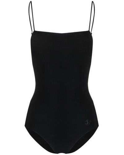 Jil Sander Logo-embroidered Open-back Swimsuit - Black