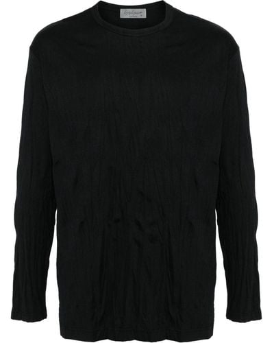 Yohji Yamamoto Geplooid T-shirt Met Lange Mouwen - Zwart