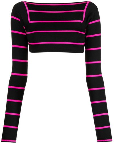 Emilio Pucci Top corto a rayas - Negro