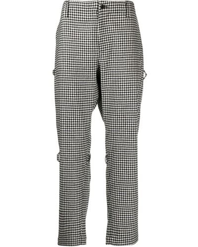 The Power for the People Houndstooth Rear-zip Tapered Pants - Grey