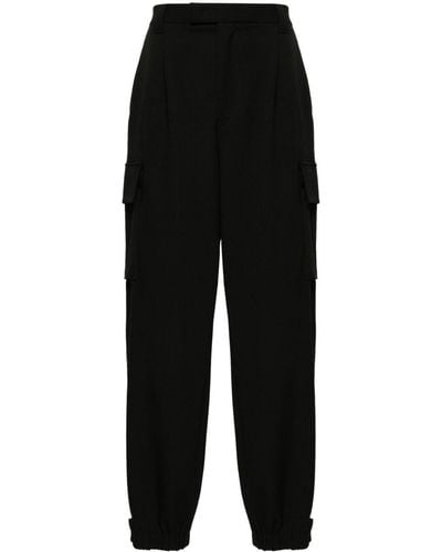 Emporio Armani High-waisted Tapered Trousers - Black