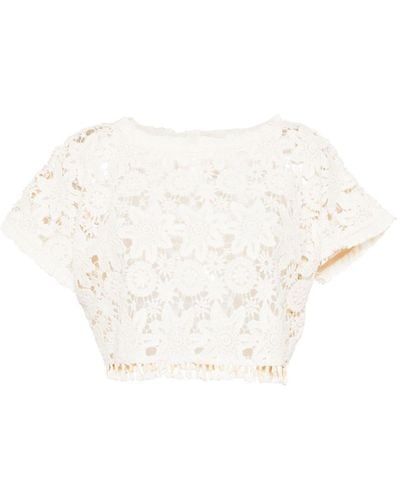 Just BEE Queen Rosie Floral-lace Cotton Top - White