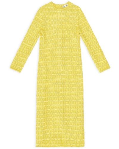 Balenciaga Woven Midi Pencil Dress - Yellow