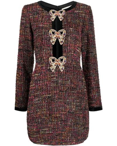 Saloni Tweed Mini-jurk - Bruin