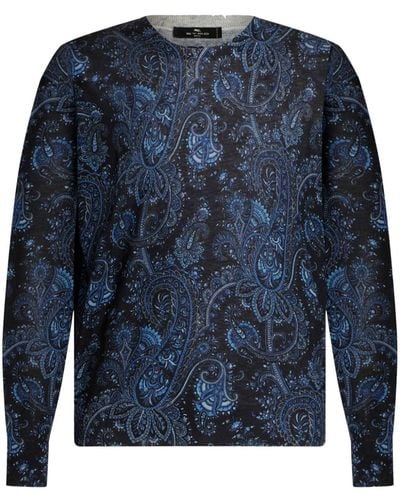 Etro Paisley-pattern Crew-neck Sweater - Blue