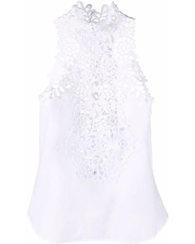 Ermanno Scervino Cut-out Floral Detail Sleeveless Blouse - White