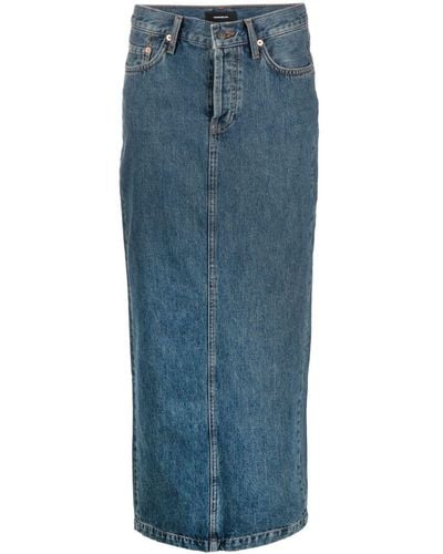 Wardrobe NYC Jupe longue en jean à fente arrière - Bleu