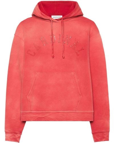 John Elliott Rush Cardinal-print cotton hoodie - Rosa
