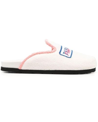 Palm Angels Slippers Met Logopatch - Wit