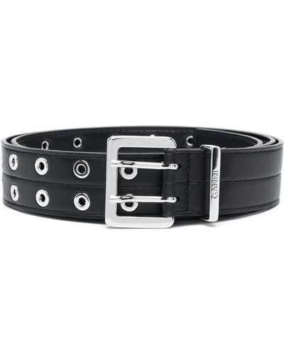 Ganni Eyelet-detail Recycled-leather Belt - Black