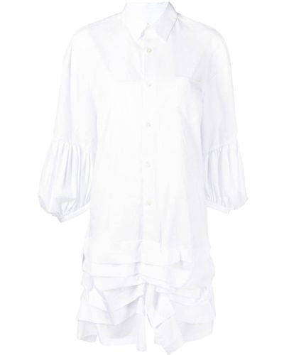 Comme des Garçons Ruffled-hem Cotton Shirt Dress - White