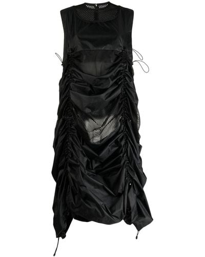 Junya Watanabe Ruched A-line Midi Dress - Black