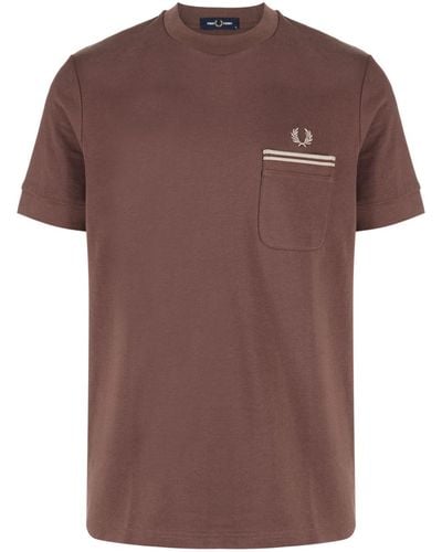 Fred Perry T-shirt Met Geborduurd Logo - Bruin