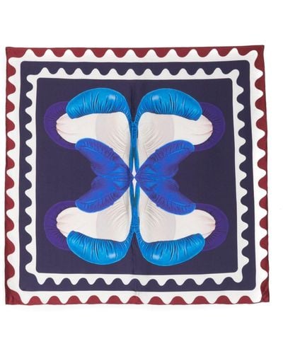 Henrik Vibskov Zijden Sjaal Met Print - Blauw