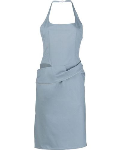 Jacquemus Asymmetrisches Robe Hielo Kleid - Blau