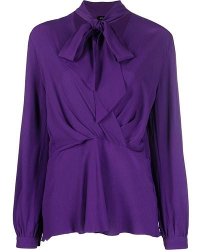 Atlein Pussy-bow Silk-blend Blouse - Purple