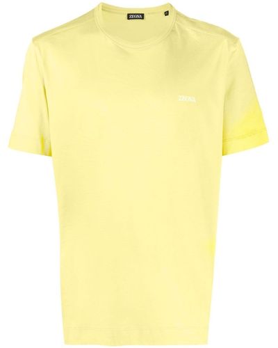 Zegna Logo-embroidered T-shirt - Yellow
