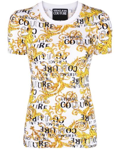 Versace Jeans Couture T-shirt Met Logoprint - Metallic