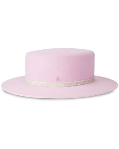 Maison Michel Kiki Wool Boater Hat - Pink