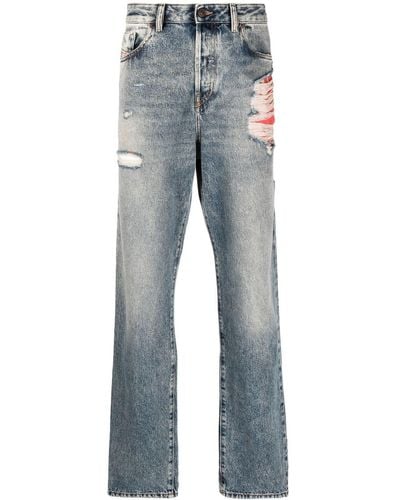 DIESEL Distressed-effect Straight-leg Jeans - Blue