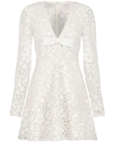 Giambattista Valli Long-sleeve Guipure-lace Minidress - White