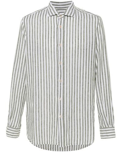 Boglioli Striped Linen Shirt - White