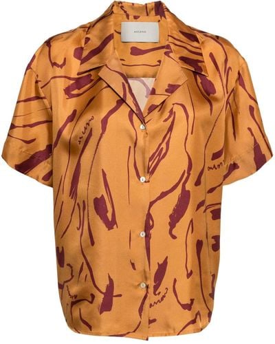 Asceno Abstract-print Short-sleeve Shirt - Orange
