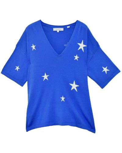 Chinti & Parker Star-intarsia cotton knitted T-shirt - Blau