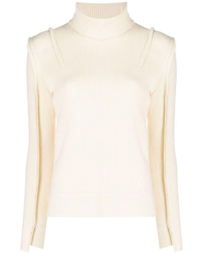 R13 Roll-neck Ribbed-knit Jumper - White