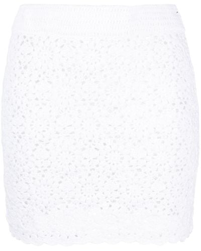Mc2 Saint Barth Cotton Crochet Mini Skirt - White
