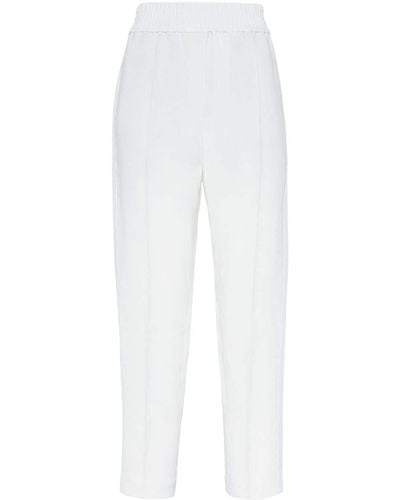 Brunello Cucinelli Pantalon crop à bandes contrastantes - Blanc