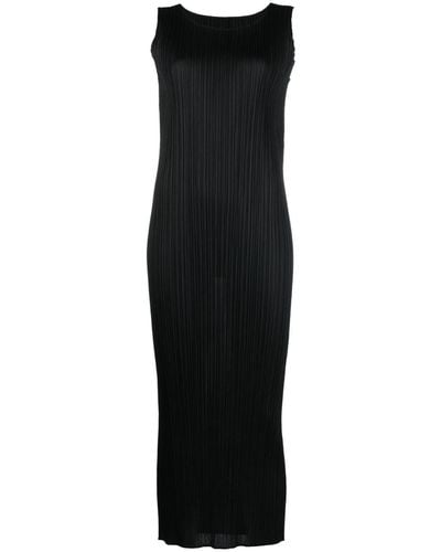 Pleats Please Issey Miyake Pleated Long Dress - Black