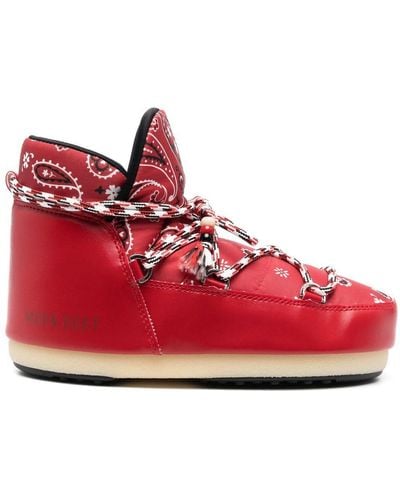 Alanui X Moon Boot Bandana-print Snow Boots - Red