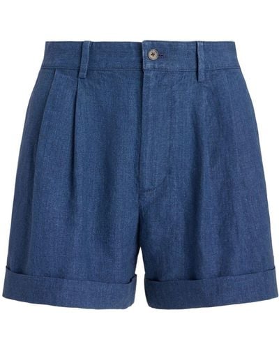 Polo Ralph Lauren Pleated Mid-rise Shorts - Blue