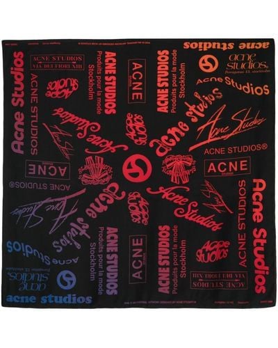 Acne Studios Logo-print Silk Scarf - Red