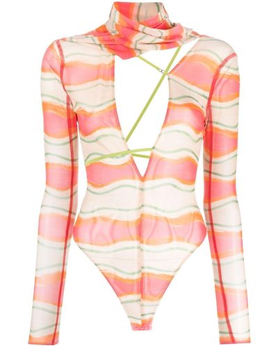 Jacquemus Semi-doorzichtige Bodysuit - Roze