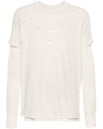 Maison Margiela Distressed-Langarmshirt im Layering-Look - Weiß