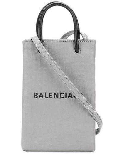 Balenciaga Logo Print Crossbody Bag - Grey