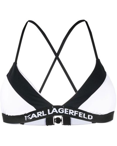 Karl Lagerfeld Top de bikini con ribete del logo - Negro