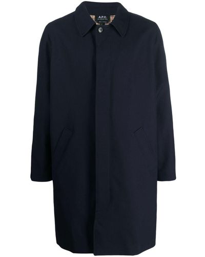 A.P.C. Single-Breasted Coats - Blau