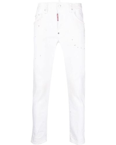 DSquared² Skater Paint-splatter Skinny Jeans - White