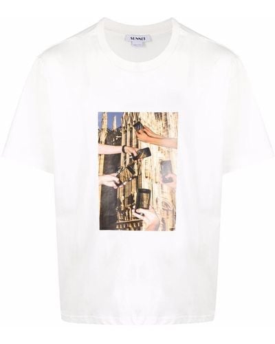 Sunnei Iphone-print Cotton T-shirt - White