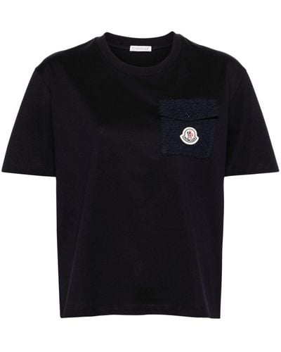 Moncler T-Shirt mit Logo-Patch - Schwarz