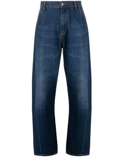 Victoria Beckham High-rise Logo-patch Wide-leg Jeans - Blue