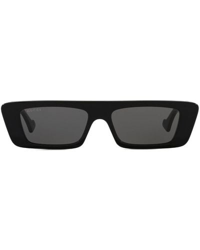 Gucci Gafas de sol con montura rectangular y logo - Negro