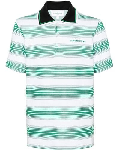 Casablancabrand Gestreiftes Poloshirt mit Logo-Stickerei - Grün