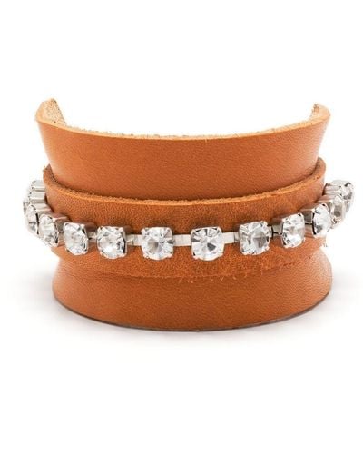 Forte Forte Crystal-embellished Leather Bracelet - Brown